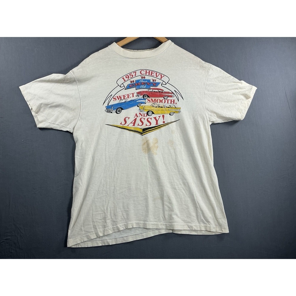 Vintage 90s Car 57 Chevy Con "Sweet, Smooth, And Sassy " T Shirt  Size XL